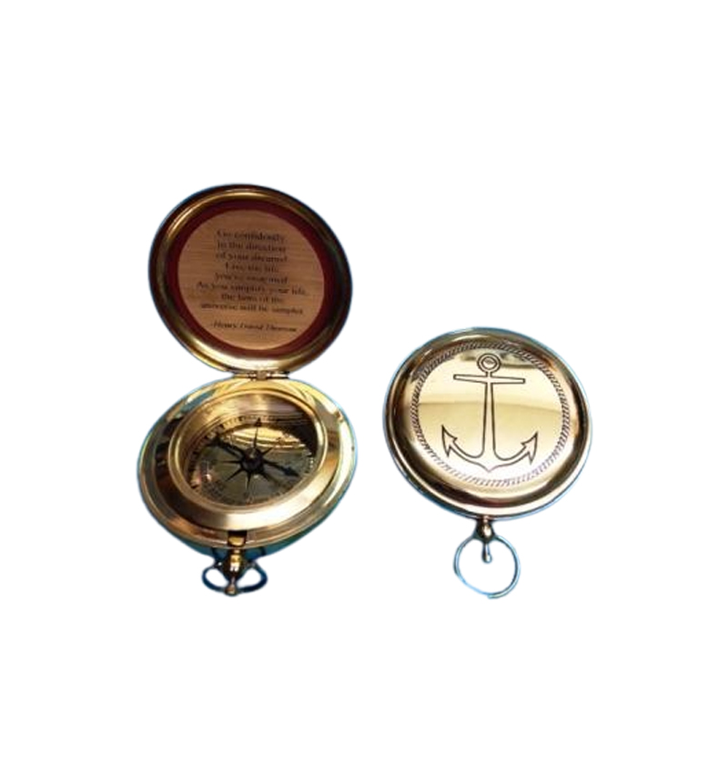 COMPASS, POCKET WATCH STYLE WITH ENGRAVING
