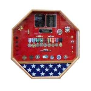 octagon shadowbox display with flag