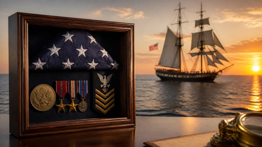Navy sailors saluting in honor of the Navy's 250th anniversary